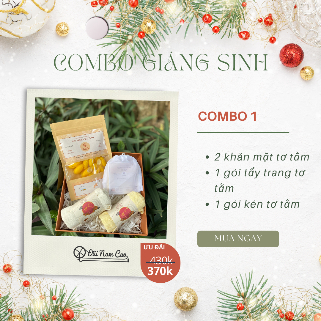 Set chăm sóc da gồm khăn mặt tơ tằm, khăn tắm, kén tẩy trang và túi tẩy trang